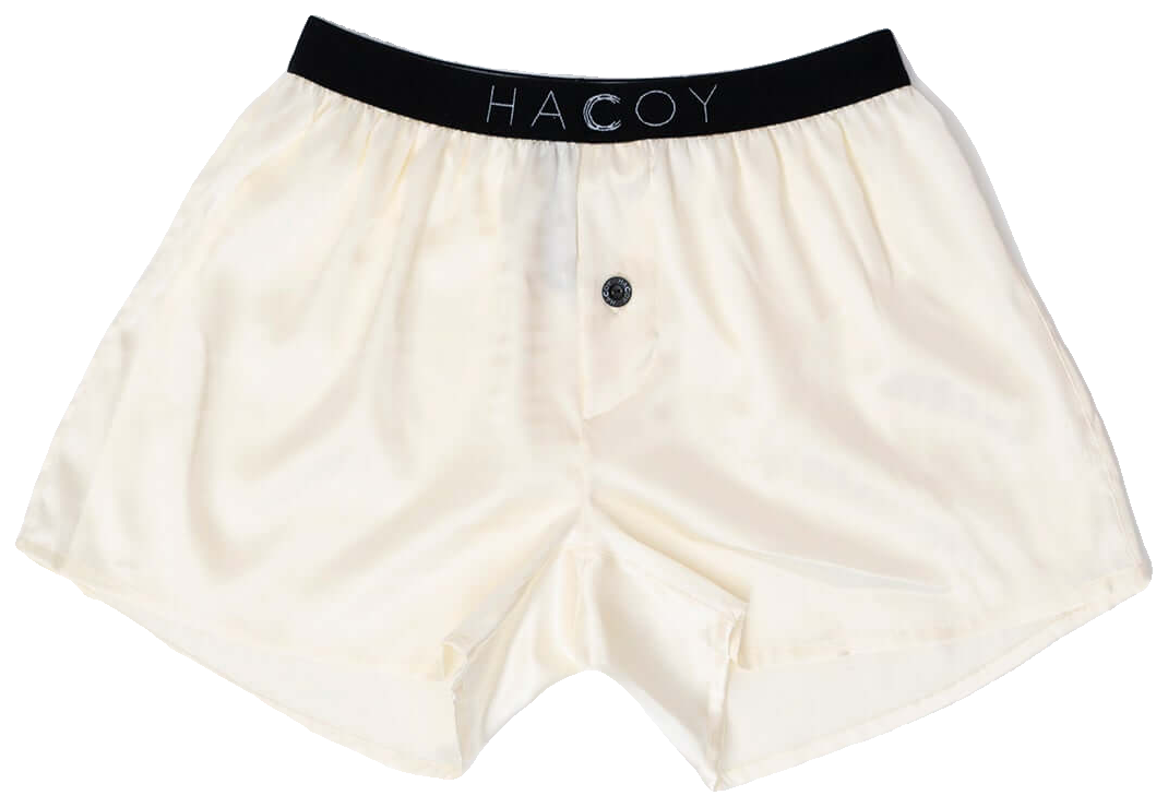 HACOY Silk Boxer Shorts, Ivory