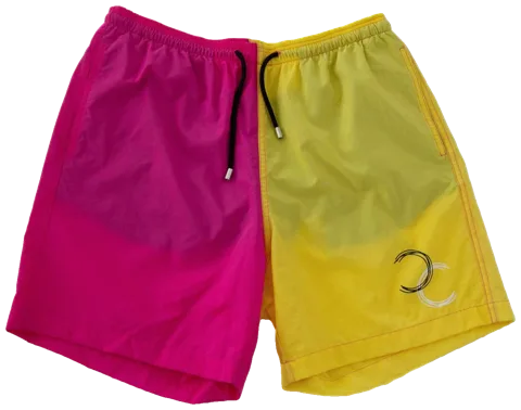 Dual Swim Shorts, Pink / Yellow